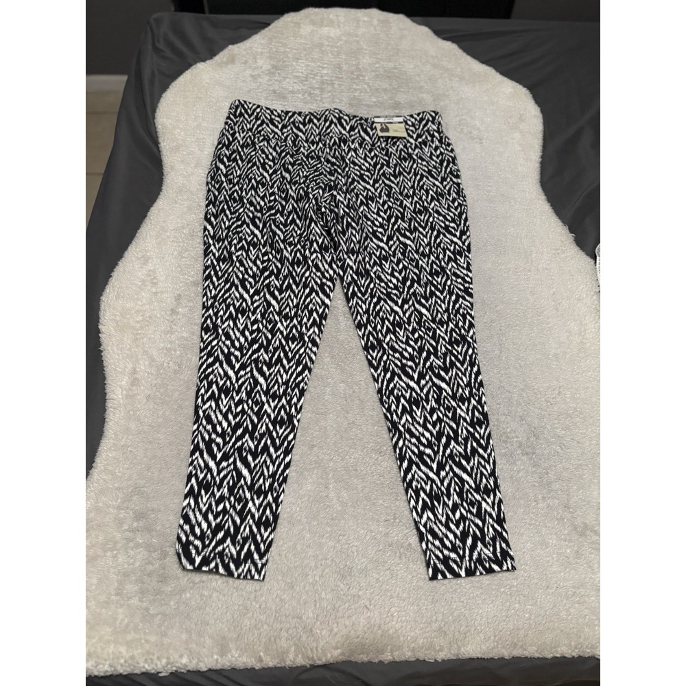 Terra & Sky Nomadic Herringbone Black White High Rise Fitted Leggings 1X 16W 18W - Picture 2 of 9